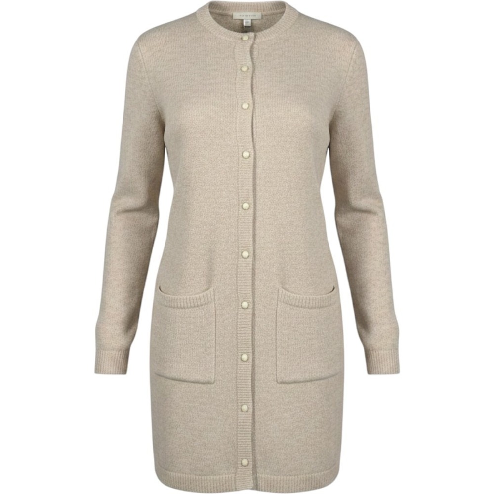 Outlander Vintage 100% Lambswool Long Cardigan Sweater Beige Oatmeal Large